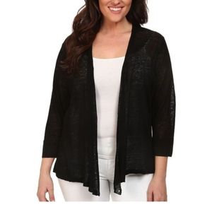 Nic+Zoe Black Linen 4-Way Cardigan Plus Size 2XL